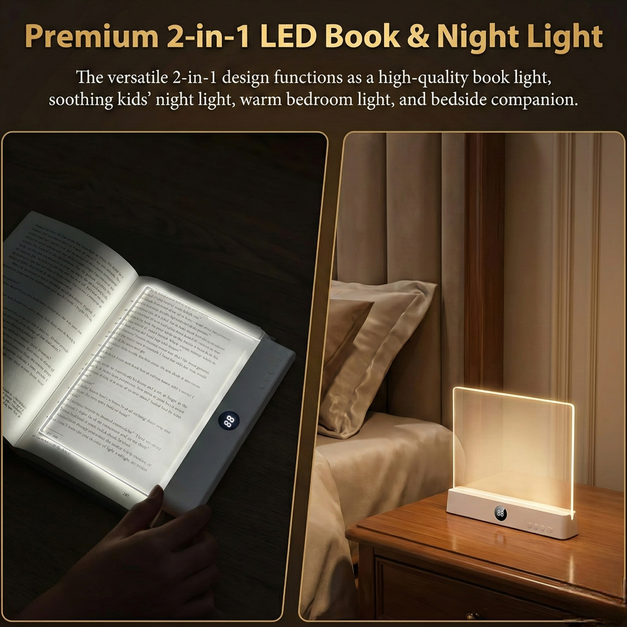 Panel LED de lectura con carga USB y Temporizador Digital